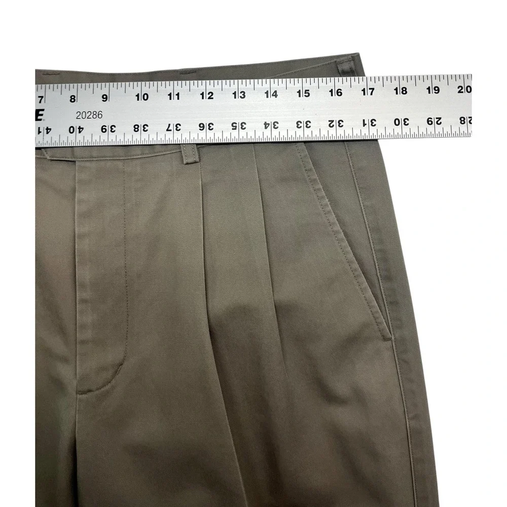 vtg Nordstrom 33x33 Taupe Chino Pants Pleated High Waisted Wide Leg Cotton